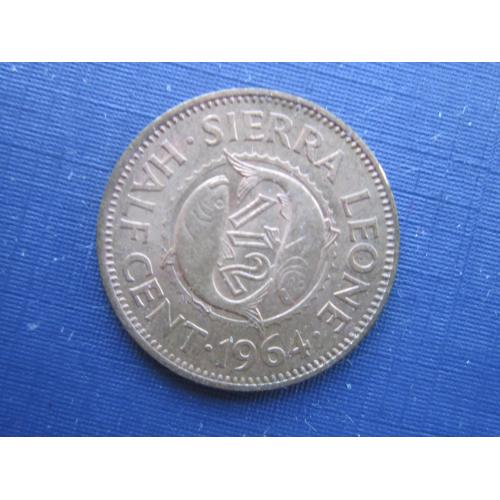 Монета 1/2 пол цента Сьерра-Леоне 1964 фауна рыба