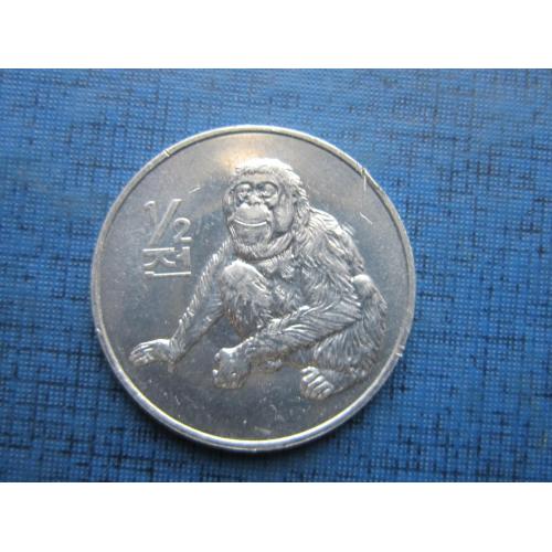 Монета 1/2 пол чон Северная Корея КНДР 2002 фауна обезьяна