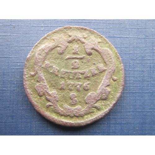 Монета 1/2 пол крейцера Австрия 1776 S