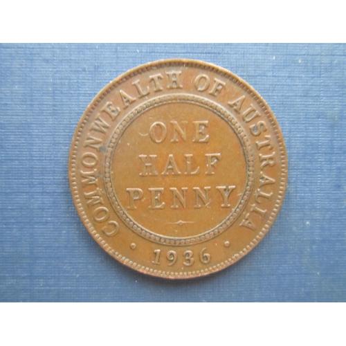 Монета 1/2 пол пенни Австралия 1936 состояние