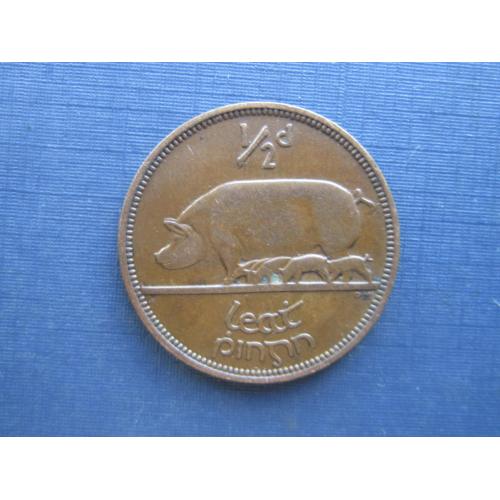 Монета 1/2 пол пенни Ирландия 1937 фауна свинья с поросятами