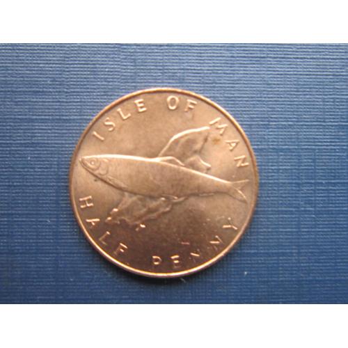 Монета 1/2 пол пенни Остров Мэн Великобритания 1976 фауна рыба состояние