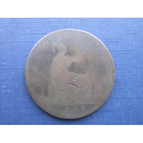 Монета 1/2 пол пенни Великобритания 1863 Виктория