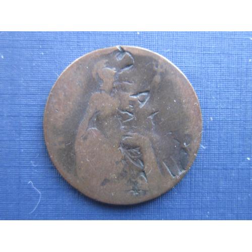 Монета 1/2 пол пенни Великобритания 1901 Виктория как есть надчекан