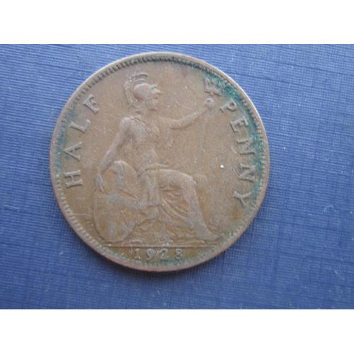 Монета 1/2 пол пенни Великобритания 1928