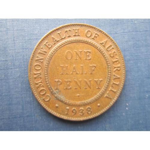Монета 1/2 пол пенса Австралия 1938