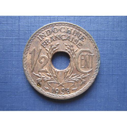 Монета 1/2 пол сантима Индо-Китай Французский 1938 состояние