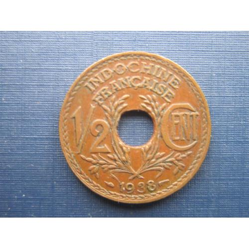 Монета 1/2 сантима Индокитай Французский 1938 состояние