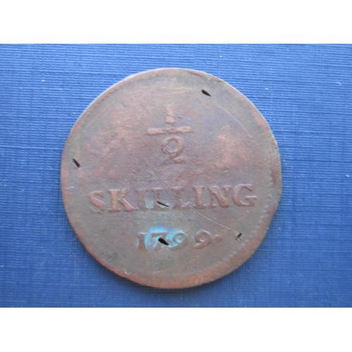 Монета 1/2 скиллинга Швеция 1799