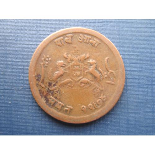 Монета 1/4 анна Гвалиор Индия 1917