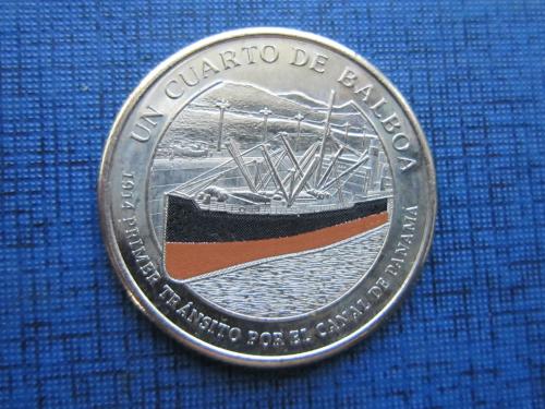 Монета 1/4 бальбоа Панама 2016 юбилейка цветная корабль