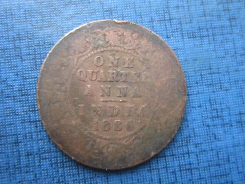 Монета 1/4 четверть анна Индия Британская 1886 Виктория
