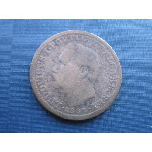 Монета 1/4 четверть таньга Индия Португальская 1881