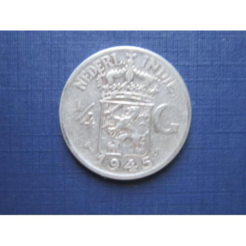 Монета 1/4 гульдена Нидерландская Индия 1945 серебро