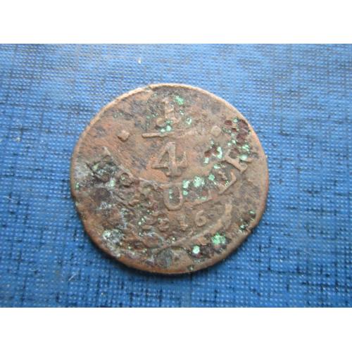 Монета 1/4 крейцера Австрия 1816 нечастая монета как есть