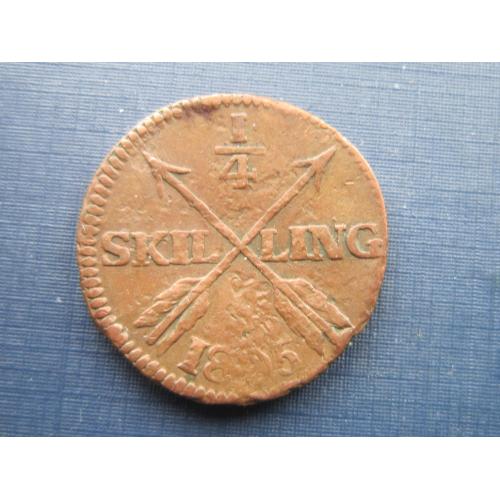 Монета 1/4 скиллинга Швеция 1805 Густав IV Адольф №2