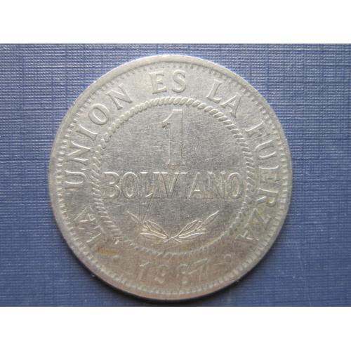 Монета 1 боливано Боливия 1987