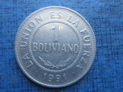 Монета 1 боливано Боливия 1991