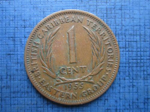 Монета 1 цент Британские Карибские Территории 1955