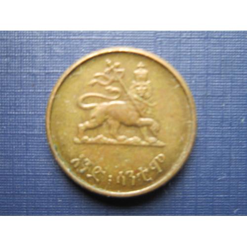 Монета 1 цент Эфиопия 1943-1944 фауна лев