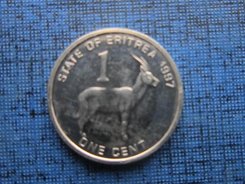 Монета 1 цент Эритрея 1991 фауна антилопа