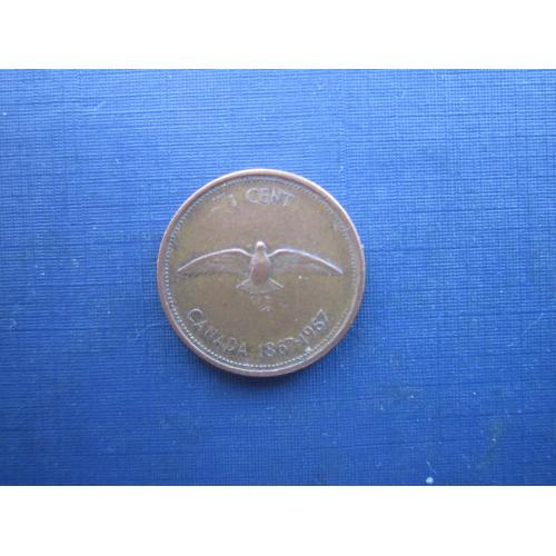 Монета 1 цент Канада 1967 ювілейна фауна птах