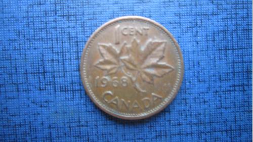 Монета 1 цент Канада 1968