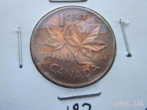 монета 1 цент Канада 1980
