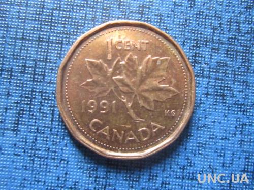 Монета 1 цент Канада 1991
