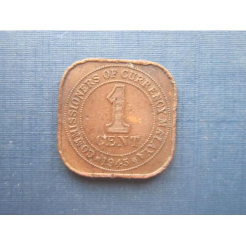 Монета 1 цент Малайя Британская 1945