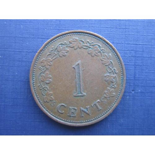Монета 1 цент Мальта 1972 фауна дельфины