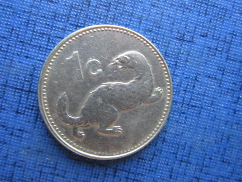 Монета 1 цент Мальта 1991 фауна выдра