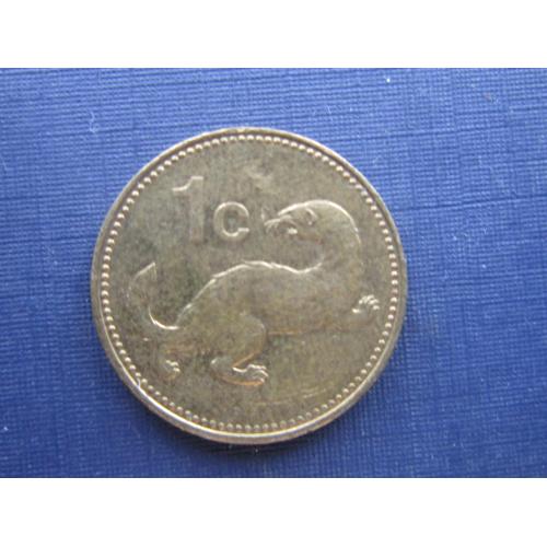 Монета 1 цент Мальта 1991 фауна выдра
