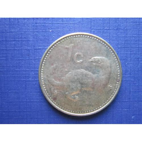 Монета 1 цент Мальта 1995 фауна выдра