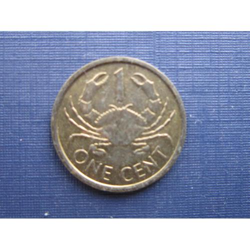 Монета 1 цент Сейшельские острова 1997 фауна краб