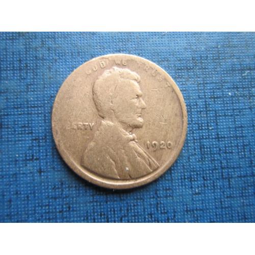 Монета 1 цент США 1920 Линкольн пшеничный
