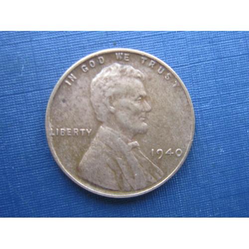 Монета 1 цент США 1940 Линкольн пшеничный