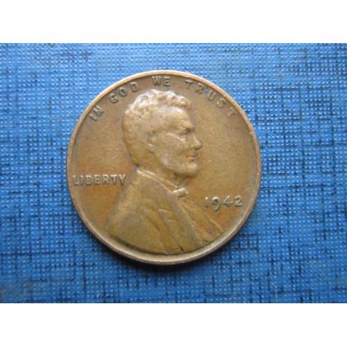 Монета 1 цент США 1942 Линкольн пшеничный
