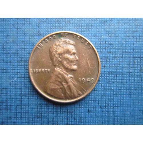 Монета 1 цент США 1949 Линкольн пшеничный