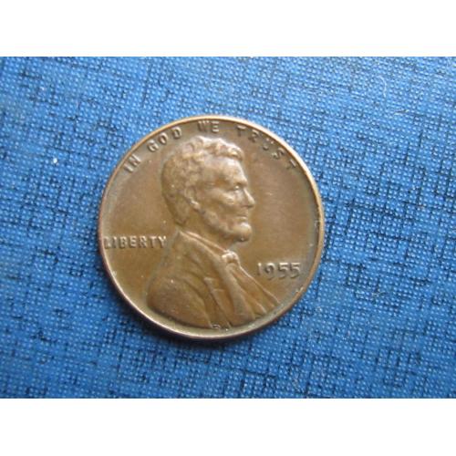 Монета 1 цент США 1955 Линкольн пшеничный