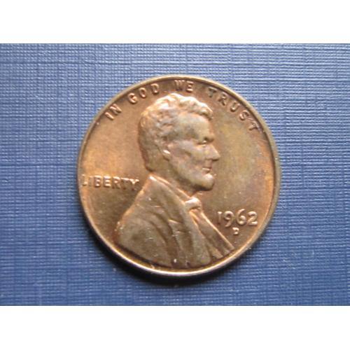 Монета 1 цент США 1962 D