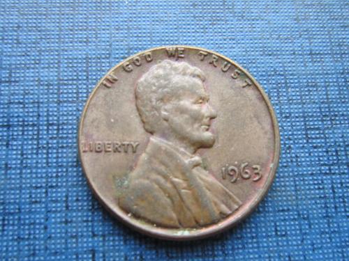 Монета 1 цент США 1963