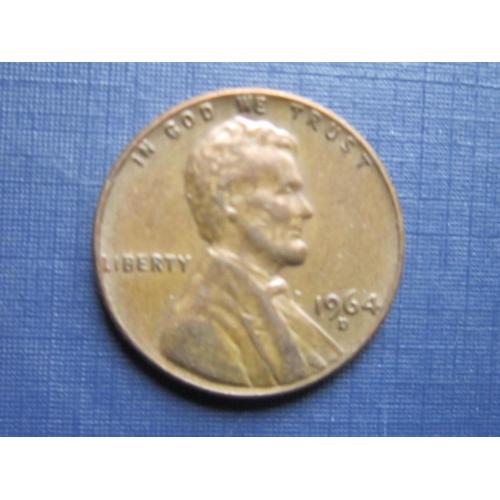 Монета 1 цент США 1964 D