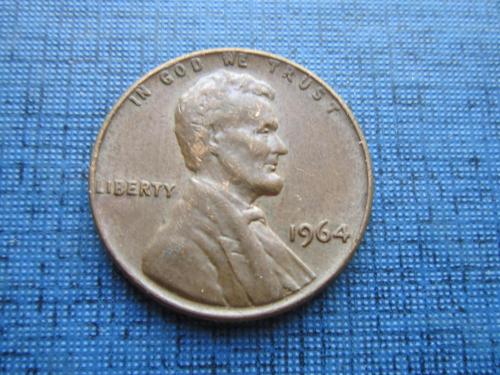 Монета 1 цент США 1964