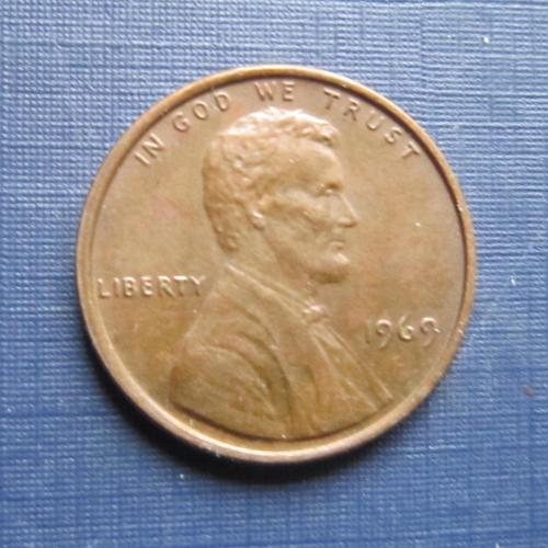 Монета 1 цент США 1969 