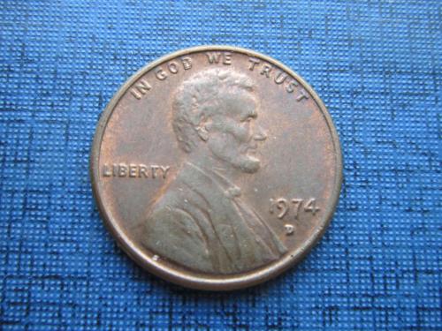 Монета 1 цент США 1974 D