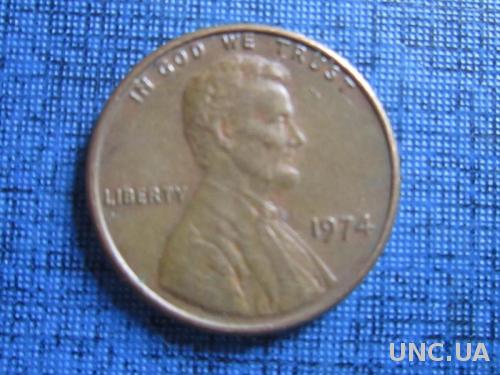 Монета 1 цент США 1974
