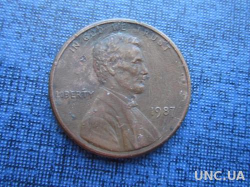 монета 1 цент США 1987

