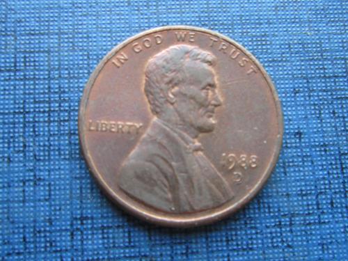 Монета 1 цент США 1988 D