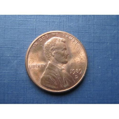 Монета 1 цент США 1989 D